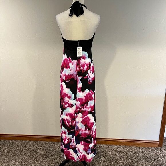Kohl's Black and Pink Floral Maxi halter Dress size extra juniors large - Picture 4 of 12